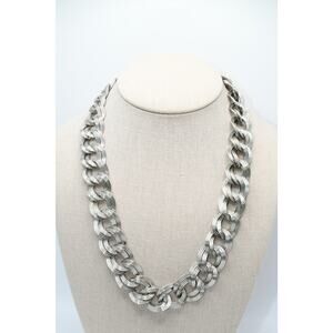 Vintage Monet Silver Tone Chain Necklace Double Loop 20" Statement
